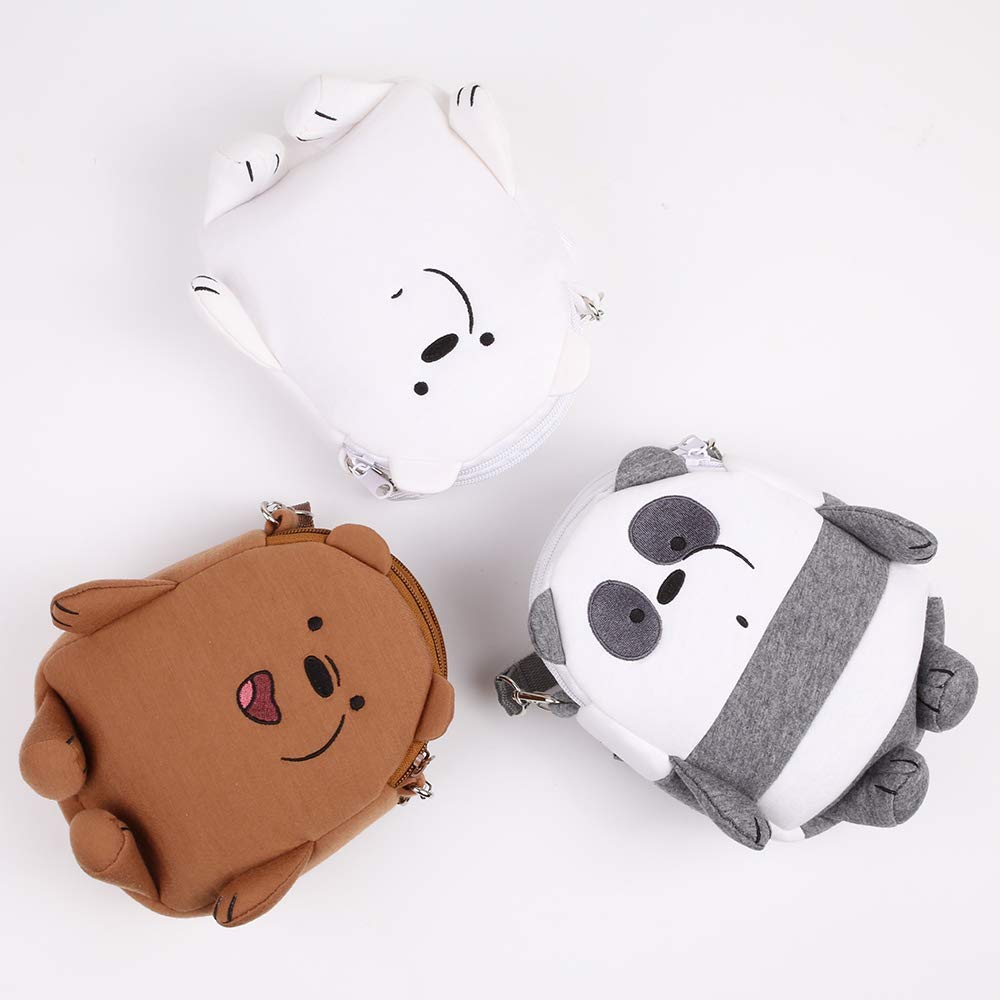 Two Zipper Cross Body Bag Cute Bare Bear Handbag Strap Purse