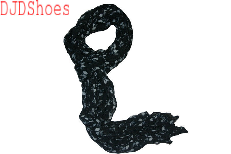 Crinkled Skull and Crossbones Scarf (Various Colours)