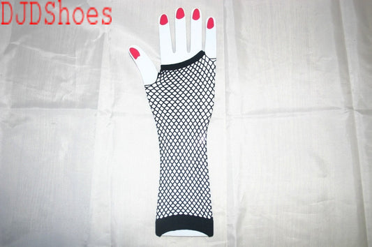 Black Fishnet Elbow Length Gloves