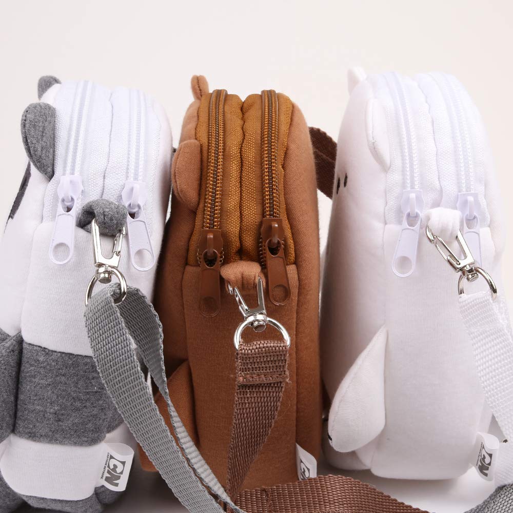 Two Zipper Cross Body Bag Cute Bare Bear Handbag Strap Purse