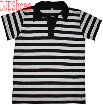 Black and White Striped Polo Shirt